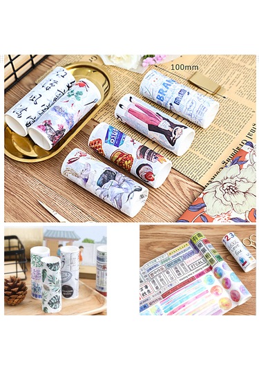 Vkemall Renkli Ve Desenli Washi Bant - 100mm Genişlikte Dıy Dekorasyon Ve El İşleri İçin Yapışkanlı Bant