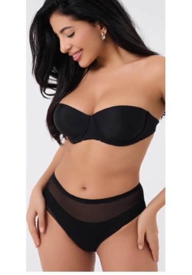 Freshness 0025 Lazer Kesim Tül Yüksek Bel Bato Korse Siyah