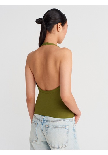 Dilvin 31971 Boyundan Bağlamalı Top-yağ Yeşil Yağ Yeşil