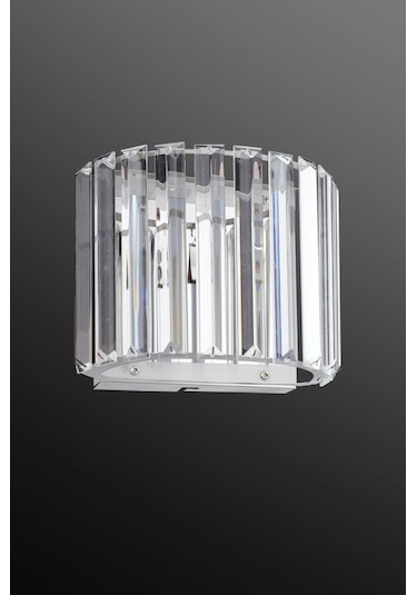 İstanbul Avize Elmas Gümüş Oval Kenarlı Kristal Taşlı Aplik Gümüş