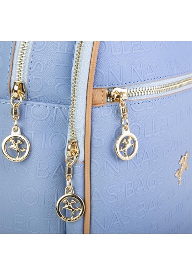 Nas Bag Kadın Sırt Çantası Mavi Camel Gofraj Çok Renkli