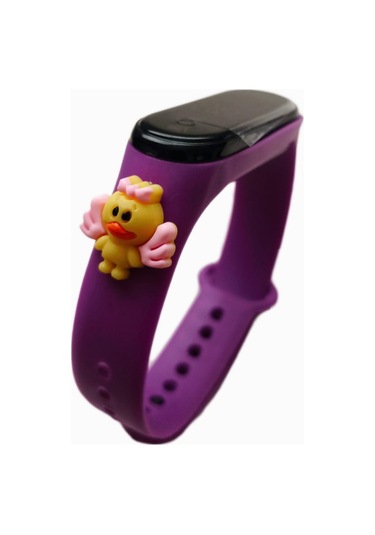 Renkli Led Ekranlı Silikon Kordonlu Kol Saati Mor Civciv