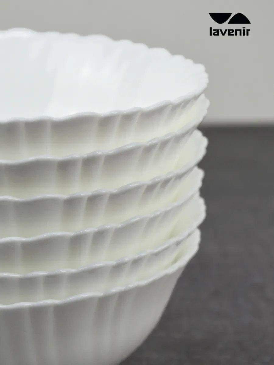 Lavenir Salata Kasesi Seti Beyaz Cam Seramik 6 Parça Çorba Tabağı 590 289663085 Beyaz