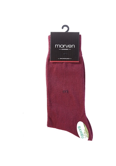 Morven Erkek Bordo Bambu Düz Uzun Çorap Bordo