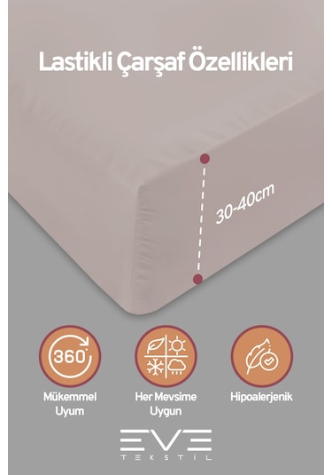 Eve Tekstil %100 Pamuk Ranforce Çarşaflı Yastık Ve Yorgan Kılıflı Çift Kişilik Nevresim Takımı 200x220 Cm Kahverengi