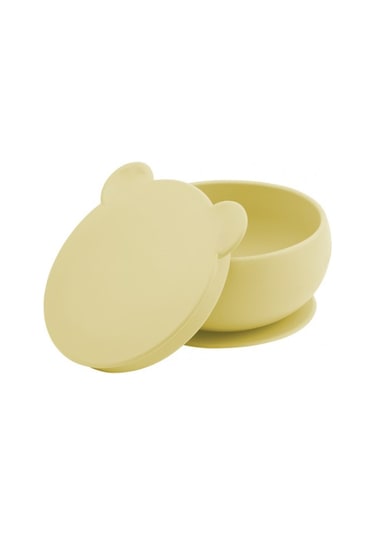 Oioi Silikon Vakum Tabanlı Kapaklı Kase Sarı