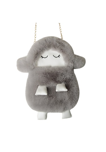 Sevimli Peluş Bebek Sırt Çantası-gri Gri