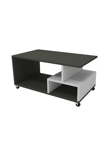 Sultan Tekerli Orta Sehpa 86,5x50 Cm - Antrasit - Beyaz