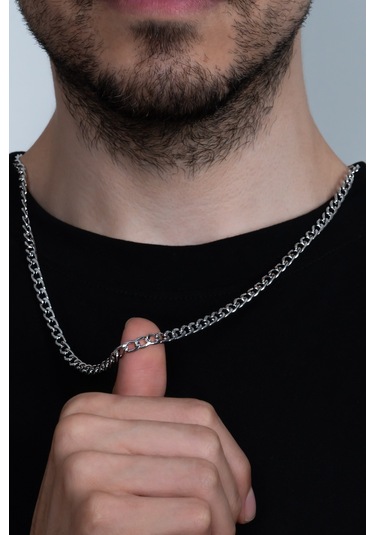 Gurmet Erkek Çelik Zincir Kolye Ince 4 Mm 56 Cm Eck06