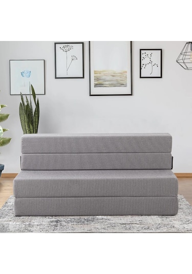 Homedius Valeria Çift Kişilik Katlanır Yatak Olabilen Koltuk Gri - 125x200 Cm Gri