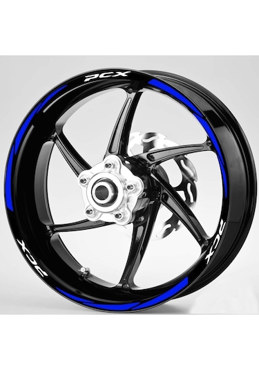 Pcx Beyaz Yazılı Mavi Jant Şeridi