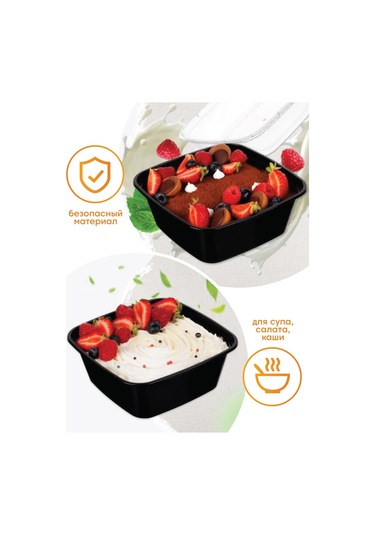 Make&pack 850 Ml Tek Kullanımlık Plastik Yemek Kabı Kapağı İle 384986926 100 adet