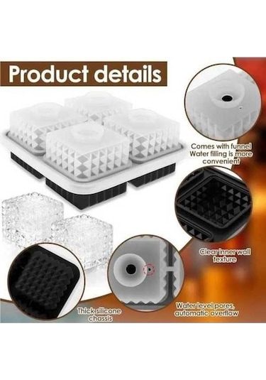 Didadodo Tepsi Silikon Küp Kapaklı Çikolata Buz Kalıbı Siyah Fonksiyonel Çok Amaçlı Siyah