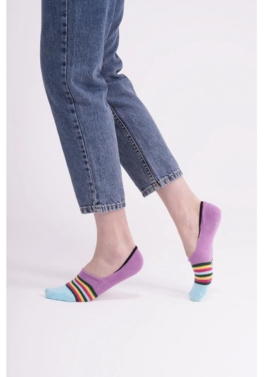 The Socks Company 160p 3 Çift Desenli Kadın Görünmez Çorap Çok Renkli