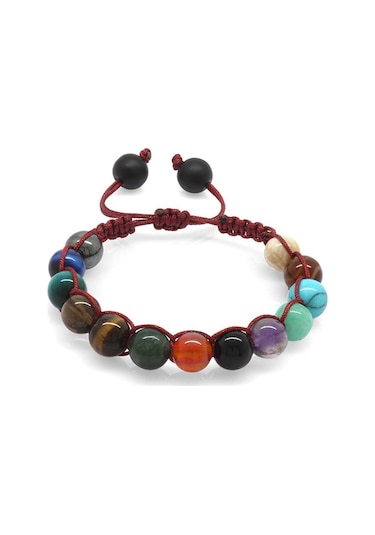 Tesbihane Makrome Örgülü Küre Kesim Multicolor Doğaltaş Kombinli Genç Başar Çok Renkli