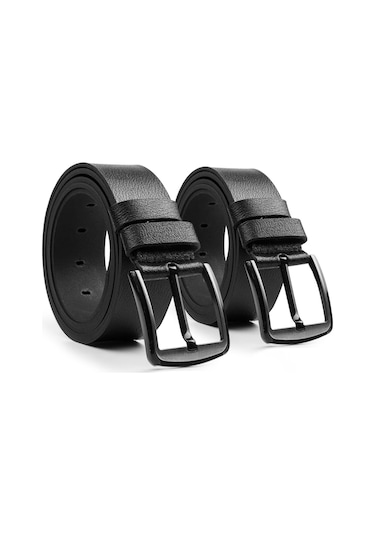 Hakiki Deri Erkek Kot Kemer 4.5 CM 2 Adet Siyah