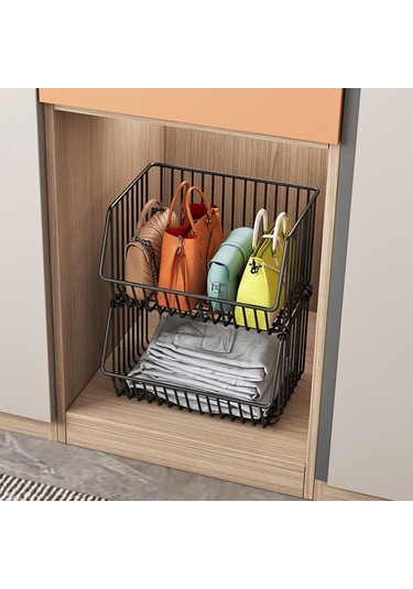 Dancemonkey Mutfak Depolama Arabası İçin 2 Katlı Meyve Sepeti, Metal Tel Sepeti Atıştırmalık Siyah