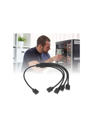 Xindoker 5v 3 Pin Argb Çevirici Kablosu, 1'den 4'e, Ana-ana Bağlantı, Bilgisayar Kasası Cpu Soğutucu Ve Argb Fanları İçin Led Senkronizasyon Uzantı Kablosu Siyah