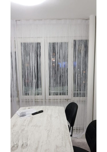 İp Model Kırık Beyaz Renk İp Perde 300 270 Cm - 2 Mm Şerit Kırık Beyaz