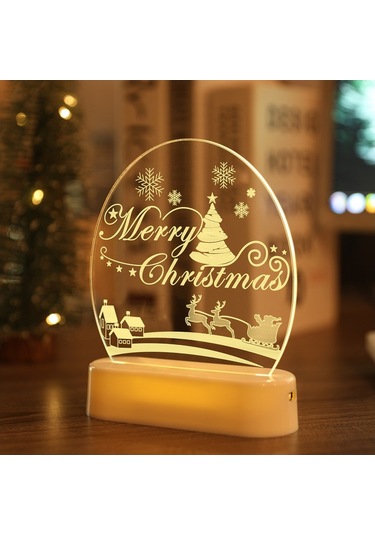 Soulader Akrilik Tabanlı Led Işıklı Neon Gece Lambası Noel Ağacı Dekorasyonu Ev Parti Süsleri Mavi