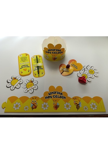 Okuluna / Sınıfına Hoş Geldin Öğrenci Tacı Ve Hediye Kartı Seti 5 Parça 12'li 01 7