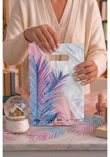 Eczane Hediyelik & Alışveriş Poşeti Bio Palmiye Desenli 20 x 30 CM 100 Adet