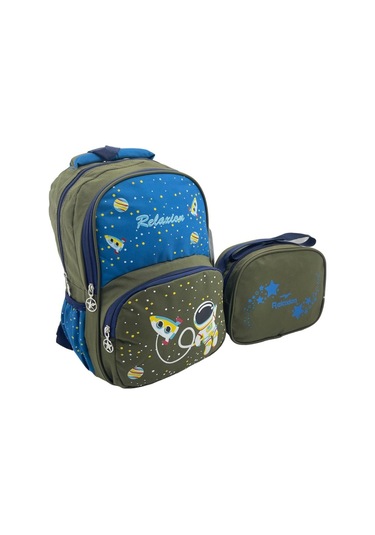 Relaxion Yeşil Astronot İlkokul Çantası Beslenme Çantalı 1340-11