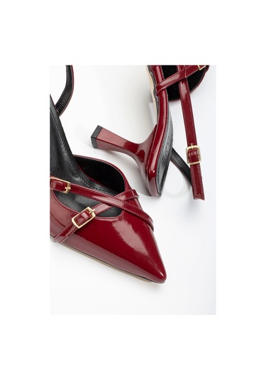 Bordo Rugan Günlük 7 Cm Topuklu Bayan Ayakkabı Bordo