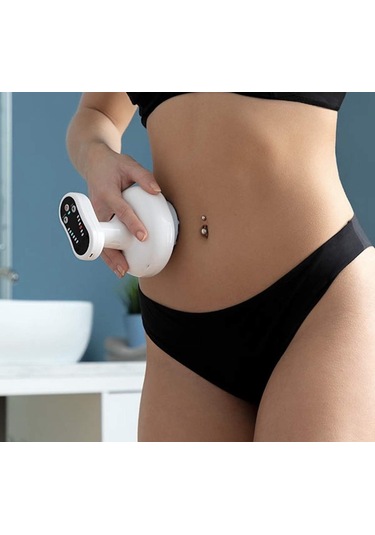 Jewval Şarjlı Hacamat Vakumlu Isılı Selülit Sırt Vücut Masaj Gua Shua Yağ Yakma Beyaz