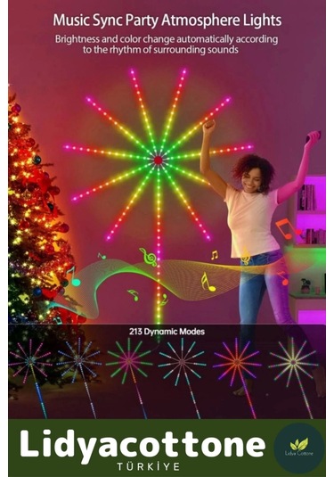 Led Duvar Lambası Telefon Uygulama Kumanda Akıllı Aydınlatma Salon Ev Yatak Odası Gamer Rgb Firework Diğer