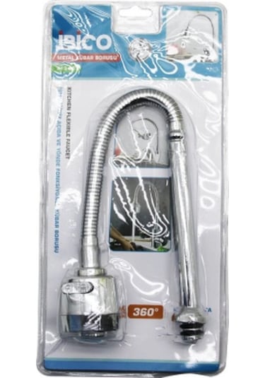 Metal Kubar - Batarya Borusu Krom Topaç Başlık Kademeli 360 Derece Yaylı Anti Twist Vakumlu