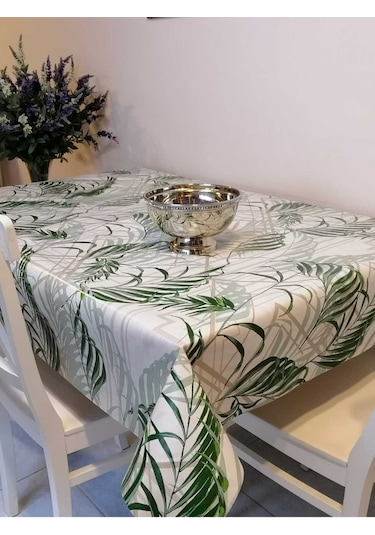 Elyaflı Pvc Muşamba - Desenli Silinebilir Masa Örtüsü 02mrl204a Yeşil