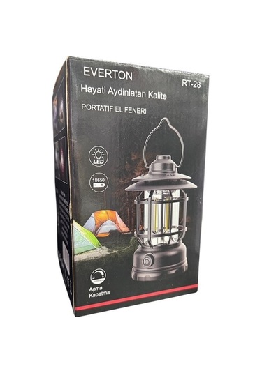 Everton Rt-28 Nostaljik Şarjlı El Feneri Kamp Lambası Ve Powerbank Yeşil Yeşil