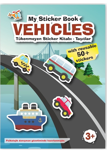 My Sticker Book '' Taşıtlar-meslekler'' , 2li Set Tükenmeyen Sticker Kitabı