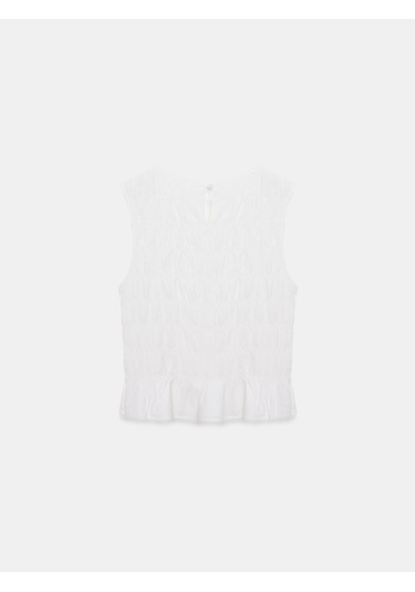 Dilvin 50845 Gipeli Crop Bluz-beyaz