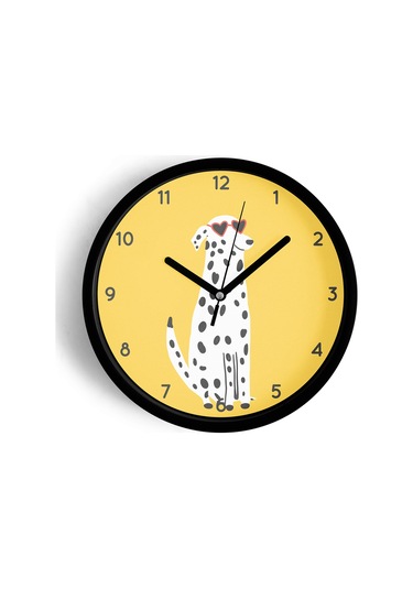 Sevimli Köpek Tasarım Çocuk Odası Duvar Saati - 25cm - Önü Camlı Siyah Kasa - Sessiz Mekanizma-jh0669 Siyah