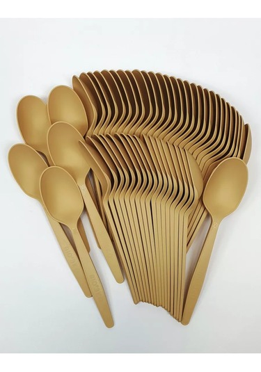 Klık-pıknık 50 Adet Tek Kullanımlık Kaşık Mısır Nişastası Kremalı Renk 234541677 100 adet