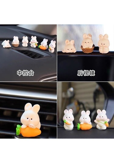Suofeng Araba Dekorasyonu: 8 Adet Sevimli Kartoon Tavşan Figürü - Araç İç Dekoru, Konu Başı Oluşturucu, Stili Artıran Aksesuar