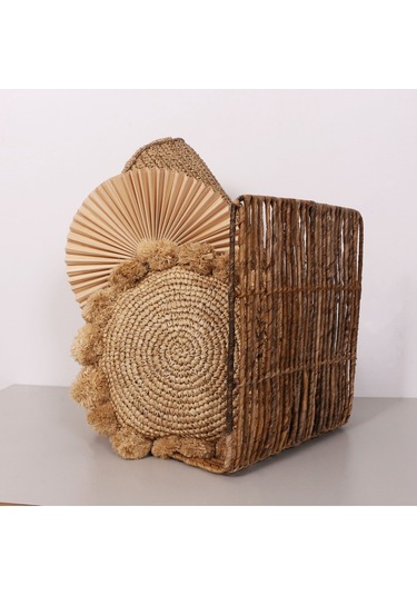 Babil Doğal Muz Lifi Odunluk & Sehpa & Saklama Düzenleme 48x40 Cm Naturel