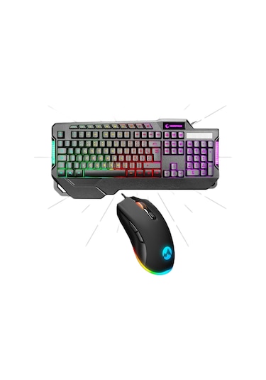 Rampage KB-R46 CARISMA - Lumos Rainbow Aydınlatmalı Usb Combo Q Gaming Klavye Mouse Set