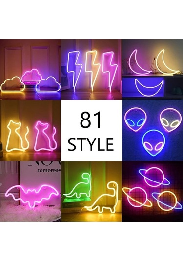 Agoodshop No.2 Tarzı Ben Neon Led Işıklar Burcu Gezegen Flaş Yıldırım Ay Neon Işık Aşk Bulut Neon Ta