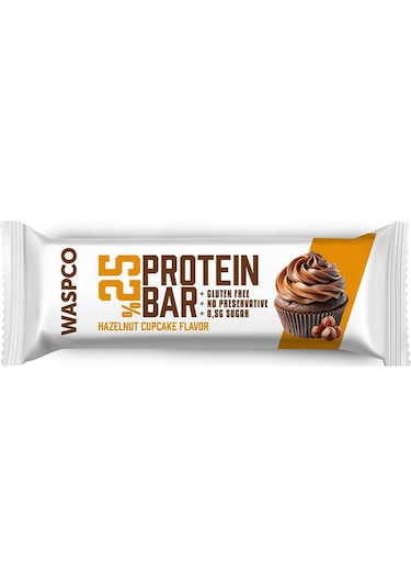 Waspco Bitter Çikolata Kaplı Fındıklı Cupcake Aromalı Protein Bar 36G x 12 Adet