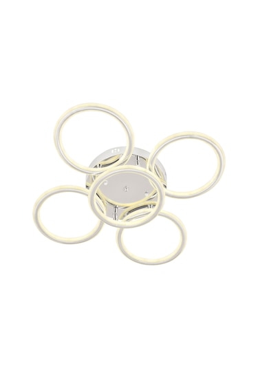 Eksen Krom 4+1 Kumandalı Ve Dimerli Beyaz, Sarı, Gün Işığı Ledli Plafonyer Avize Sb-ld-506 Krom