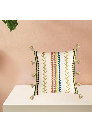 Suntek Püsküllü Pamuk Püskül Minder Örtüsü Yastık Ev 45x45cm B