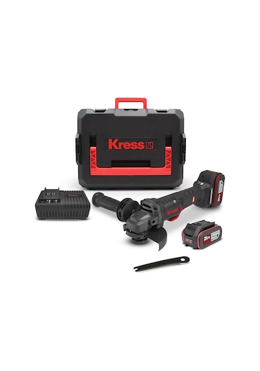 Kress KUH04.1 20 V 5.0 Ah. Li-ion Çift Akülü 125 MM Kömürsüz Profesyonel Devir Ayarlı Alttan Tetikli Avuç Taşlama