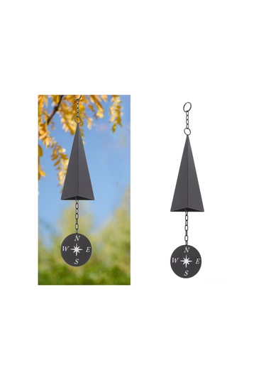 Mufunye Demir Üçgen Zil, Konpasslı Rüzgar Yakalayıcı, Ev Bahçe Veranda Dekorasyonu, Rahatlatıcı Melodi, İç Ve Dış Kullanım