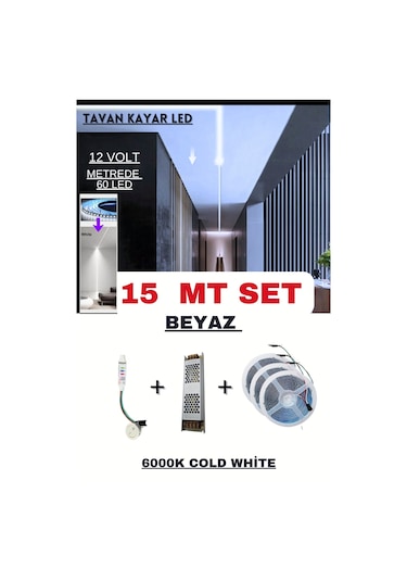 Tavan Akışkan Piksel Kayar Led Sistemi 12 Volt Kit / 15 Metre /6000k Beyaz