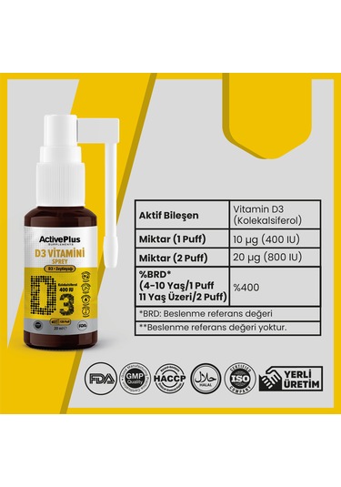 Active Plus D3 400 Iu Oral Spray