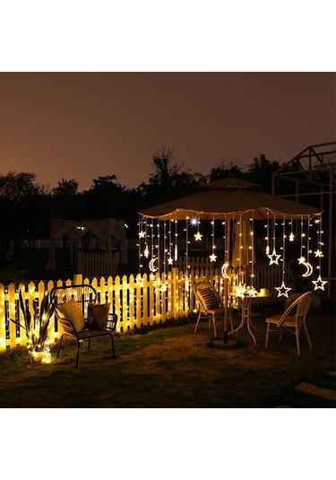 Ayrı Ay Yıldız Animasyonlu 3 Metre Animasyonlu Yılbaşı, Ramazan Bayramı Led Işıklandırma Fişli