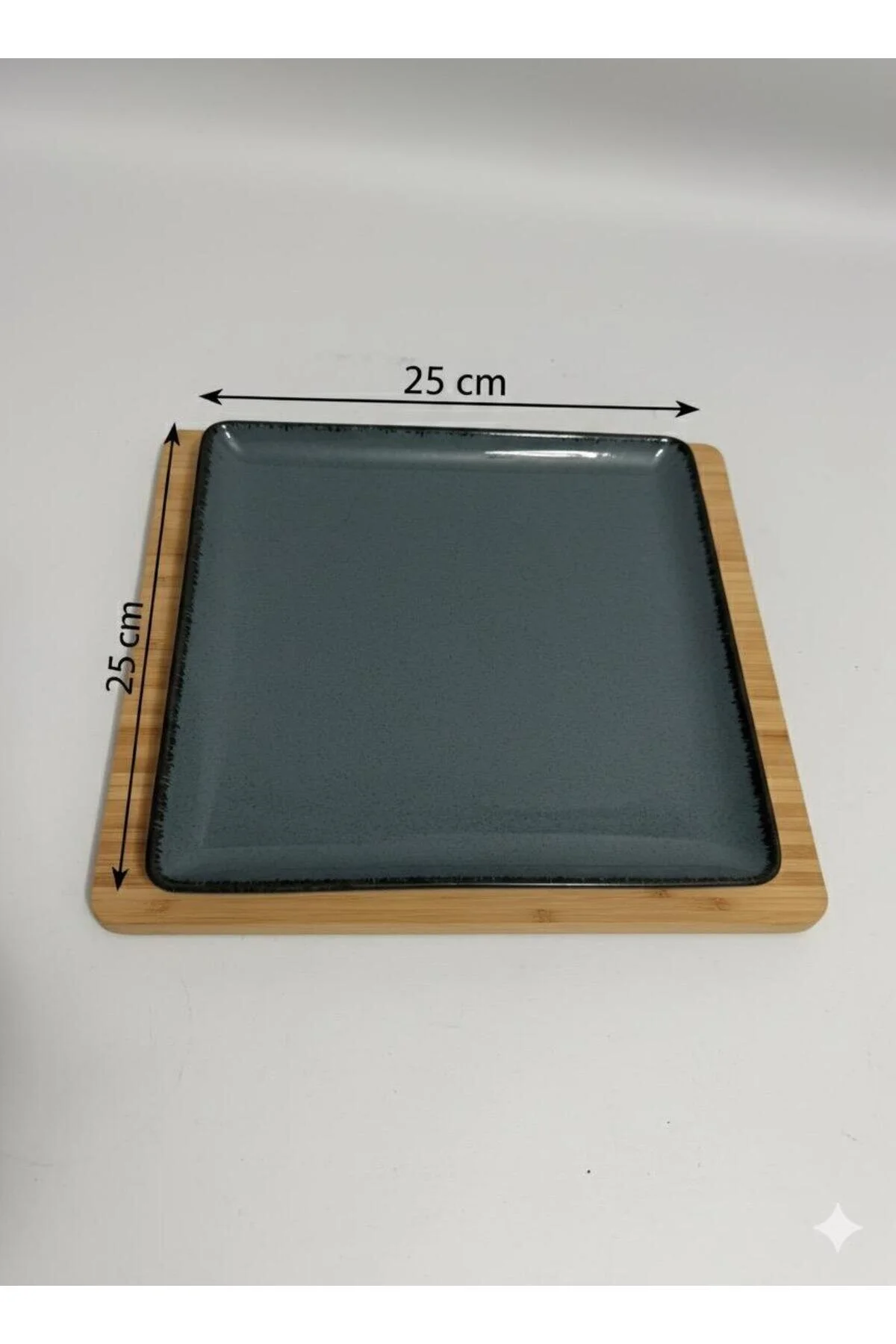 Moderna 25 Cm Kare Kayık Servis Sunum Kahvaltı Tabağı Mavi